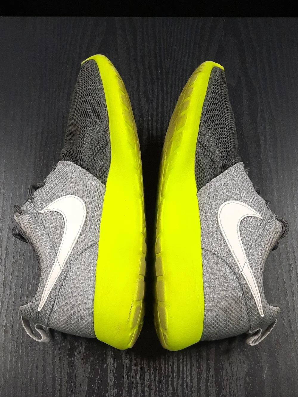 Nike Gray Mesh Sneakers with Neon Yellow Soles